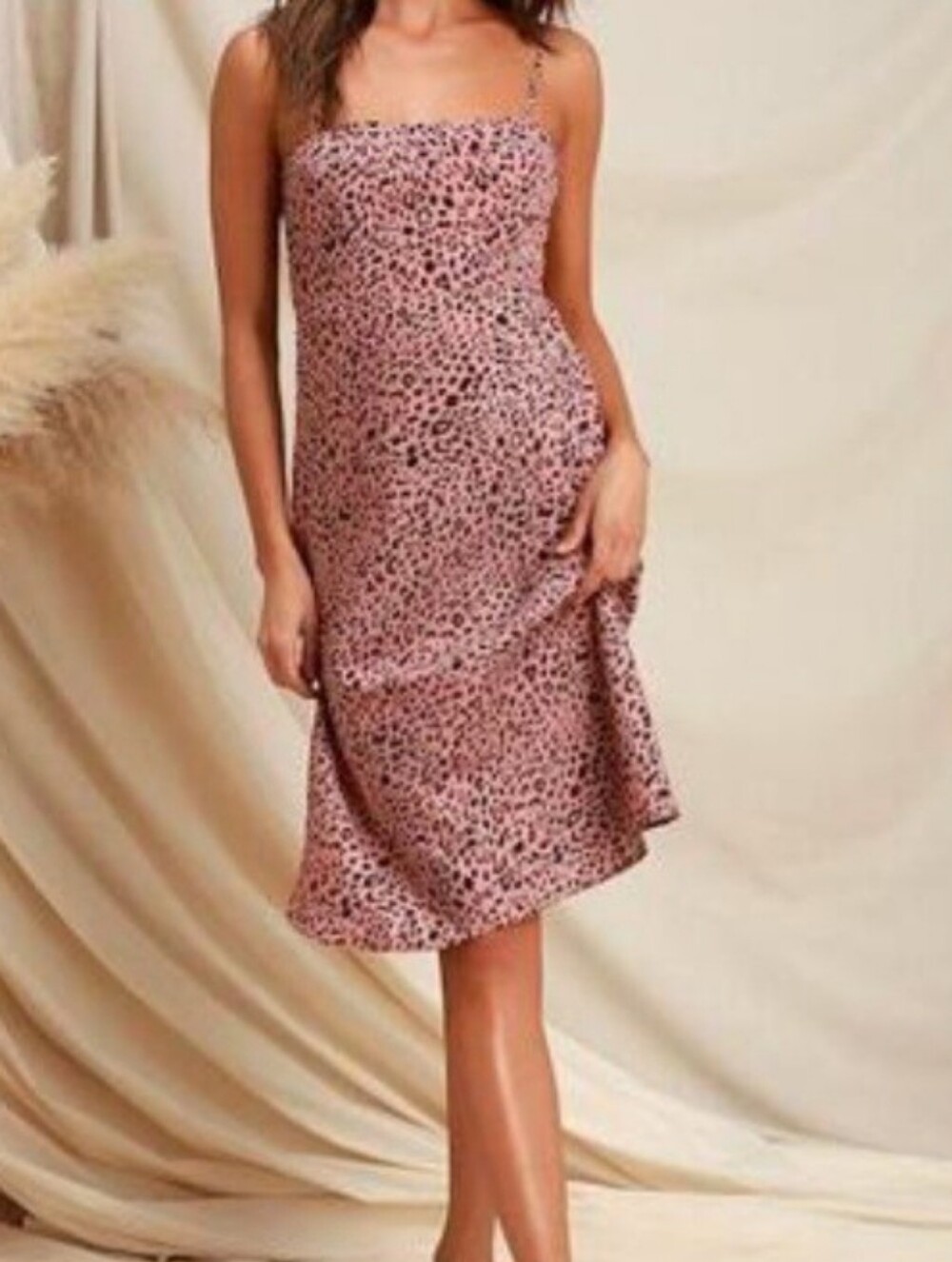Lulu's Rose Leopard Slip Midi Dress